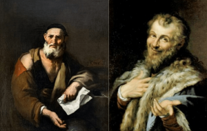 On the left the Greek philosopher Leucippus and on the right Democritus, defenders of the concept of the atom in ancient Greece.