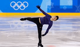 On the left the skater begins to spin with her arms outstretched, on the right, she shrinks her arms against her body and crosses her legs to increase her spinning speed.
